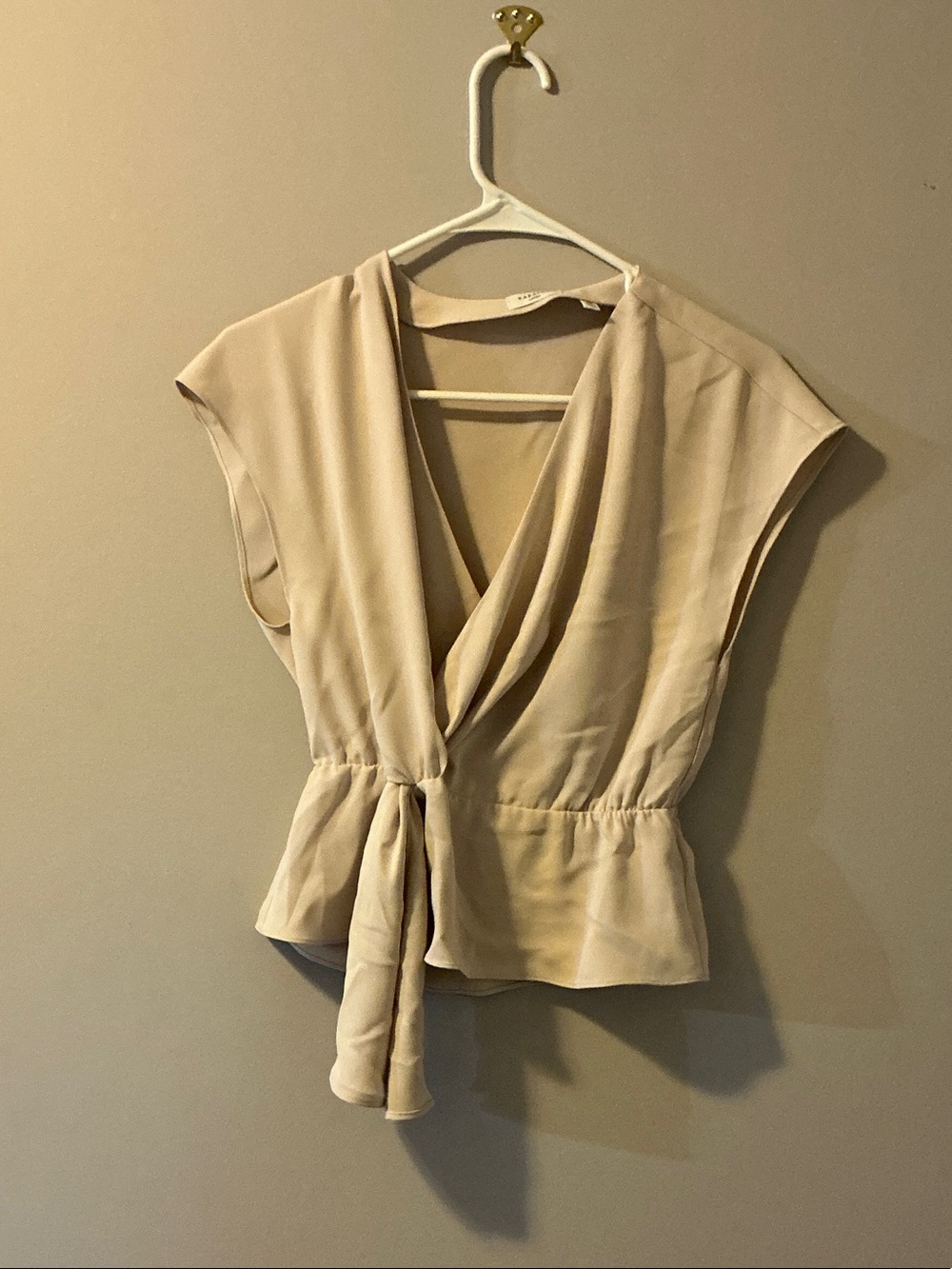 Babaton Cream Wrap Tie Blouse